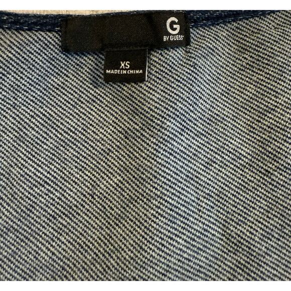 VTG Y2K G by GUESS Corset Bodycon Blue Cotton Denim Mini Dress/ 90s EUC Sz XS S - Picture 5 of 6